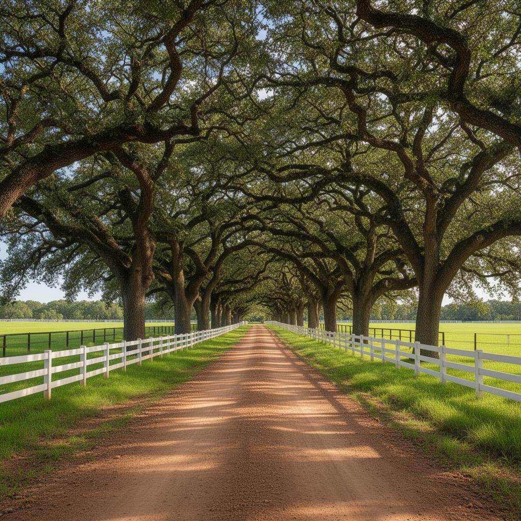 Oak-lined ranch road